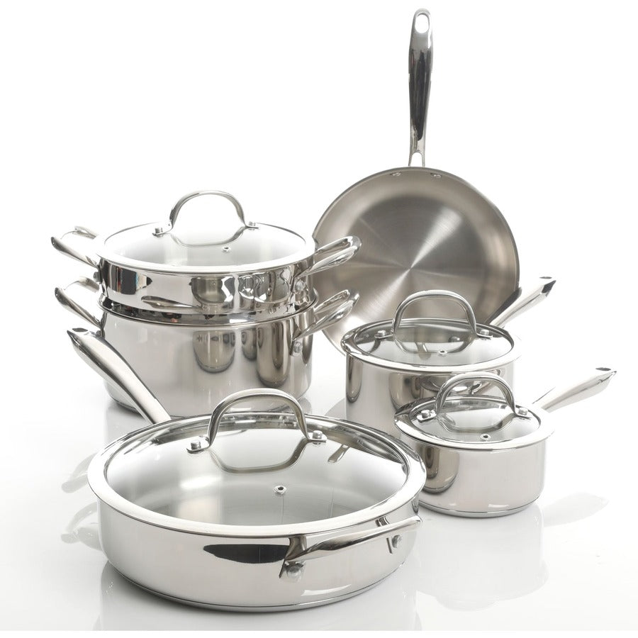 Gibson Devon 10 Piece Cookware Set, Stainless Steel 126379.10