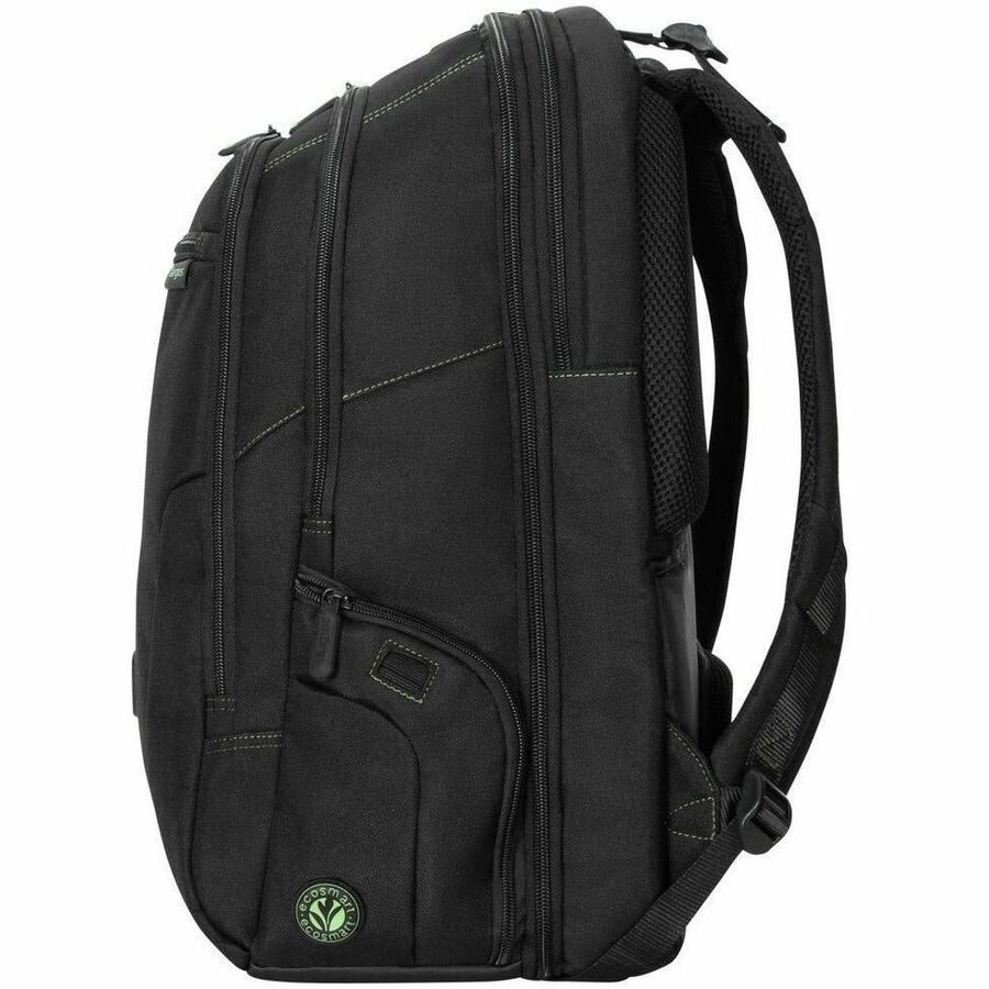 Targus Spruce EcoSmart TBB019US Carrying Case (Backpack) for 17" Notebook - Black, Green - TAA Compliant TBB019US