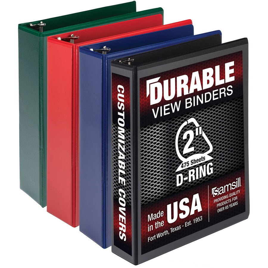 Samsill Durable 2 Inch Binder, Made in the USA, D Ring Customizable Clear View Binder, Basic Assortment, 4 Pack, Each Holds 475 Pages (MP46468) MP46468