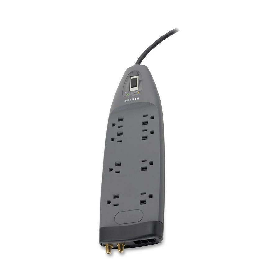 Belkin 8 Outlet Surge Protector with 6ft Power Cord for Home, Office, Travel, Computer Desktop - Black - 3550 Joules BE10823006