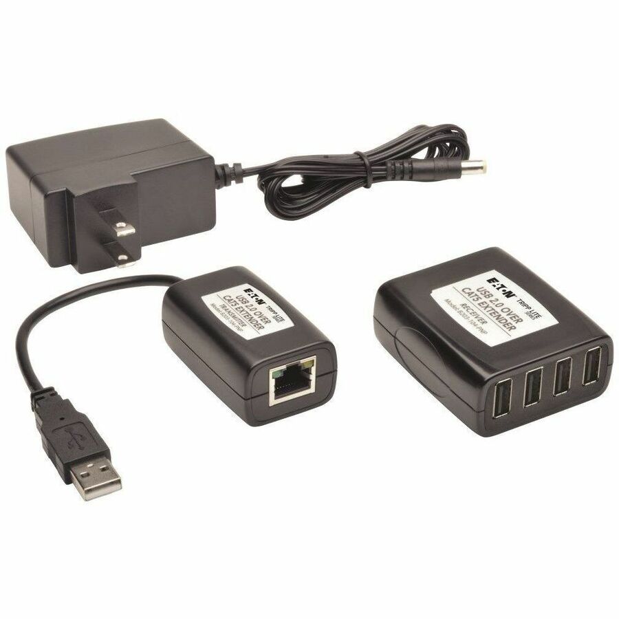 Eaton Tripp Lite Series 4-Port Plug-and-Play USB 2.0 over Cat5/Cat6 Extender Kit, Transmitter & Receiver, USB up to 164.04 ft. (50M), TAA B203-104-PNP