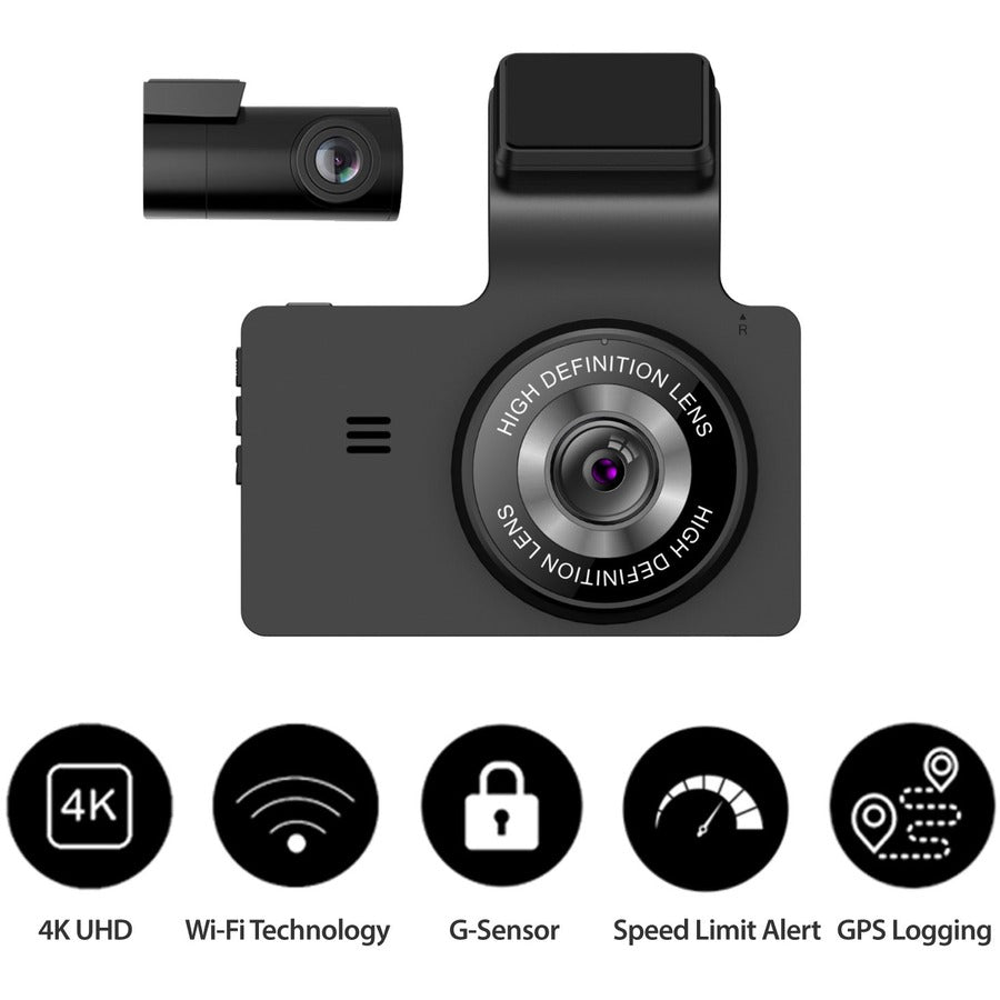 myGEKOgear by Adesso Orbit 956 4K Dual Dash Cam (Front 4K + Rear Full HD ) with GPS Logging, APP for Instant Video Access,Wide Angle View GO95632G